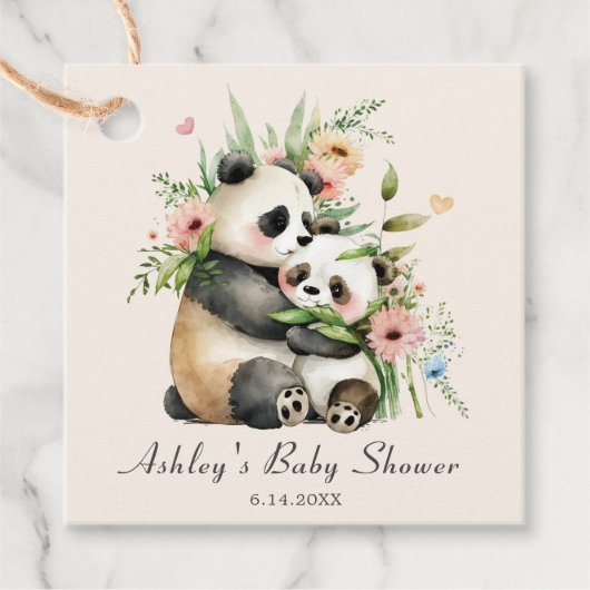 Schattigee Waterverf Bloemen & Beren Baby shower Bedankjes Labels (Voorkant)