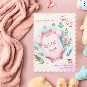 Schattigee Waterverf Bloemen Roze Baby Meisje Mosl Kaart