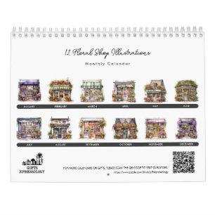 Schattigee Waterverf Bloemenwinkel Bloemenwinkel M Kalender