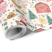 Schattigee Waterverf Boerderij kerstfeest Cadeaupapier (Rol Hoek)
