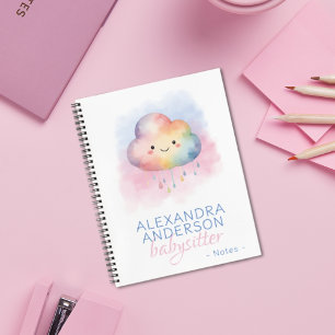 Schattigee Waterverf Boho Rainbow Cloud Babysitter Notitieboek