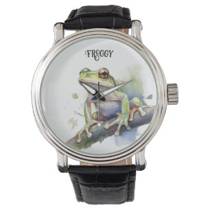 Schattigee Waterverf Boomkikker, aangepast Horloge