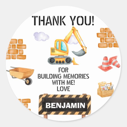 Schattigee Waterverf Bouwverjaardag Ronde Sticker (Voorkant)