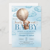 Schattigee waterverf bruine teddybeer heteluchtbal kaart (Voorkant / Achterkant)