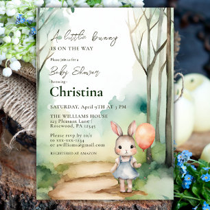 Schattigee Waterverf Bunny Baby shower Meisje Kaart