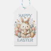 Schattigee waterverf Bunny Easter aanpasbaar Cadeaulabel (Voorkant)