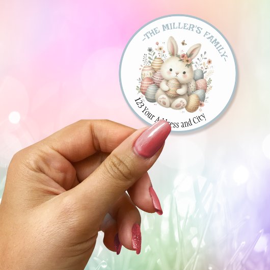 Schattigee waterverf Bunny Easter aanpasbaar Ronde Sticker