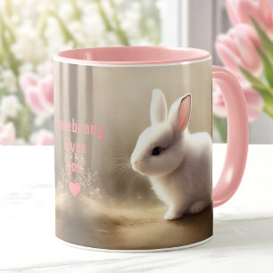 Schattigee Waterverf Bunny Gepersonaliseerde Naam Mok