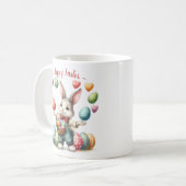 Schattigee Waterverf Bunny Juggling Easter Eggs He Koffiemok (Voorkant links)