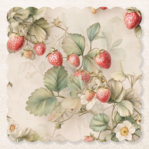 Schattigee Waterverf Bunny met aardbeien Kartonnen Onderzetters