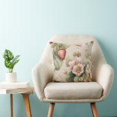 Schattigee Waterverf Bunny met aardbeien Kussen (Stoel)