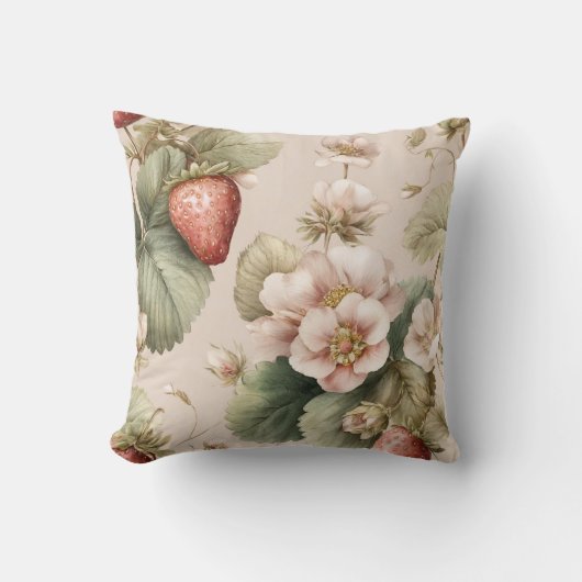 Schattigee Waterverf Bunny met aardbeien Kussen (Voorkant)