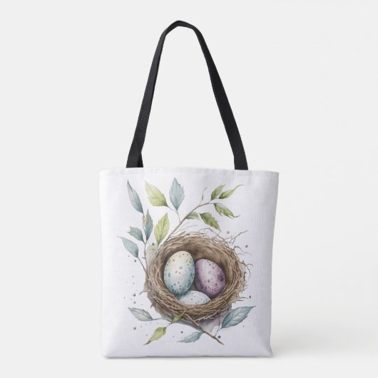 Schattigee Waterverf Bunny Paasnaam Canvas tas (Achterkant)