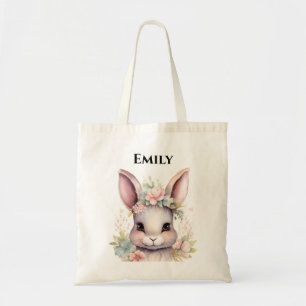 Schattigee Waterverf Bunny Paasnaam Canvas tas