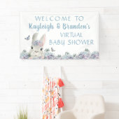 Schattigee Waterverf Bunny Virtual Baby shower Wel Spandoek (Insitu)