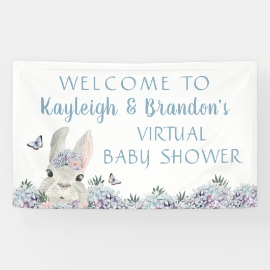 Schattigee Waterverf Bunny Virtual Baby shower Wel Spandoek (Horizontaal)