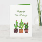 Schattigee Waterverf Cactus in potten Kaart (Voorkant)