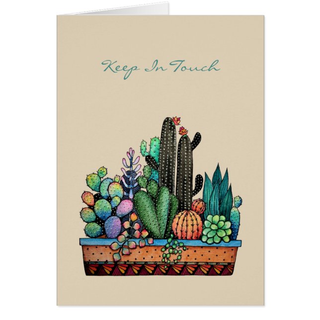 Schattigee Waterverf cactus tuin in prachtige pot (Voorkant)