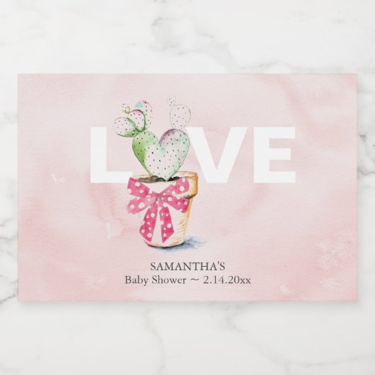 Schattigee Waterverf Cactus Valentijns Partij Favo Sparkling Wijnetiket (Enkel label)