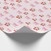 Schattigee Waterverf Cherry Bow Coquette Pattern Cadeaupapier (Hoek)