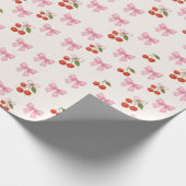 Schattigee Waterverf Cherry Bow Coquette Pattern Cadeaupapier (Hoek)
