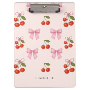 Schattigee Waterverf Cherry Bow Coquette Pattern Klembord