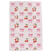 Schattigee Waterverf Cherry Bow Coquette Pattern Medium Cadeauzakje (Voorkant)