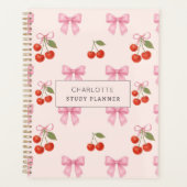 Schattigee Waterverf Cherry Bow Coquette Studieles Planner (Voorkant)