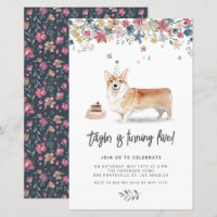 Schattigee Waterverf Corgi Dog Verjaardagsuitnodig