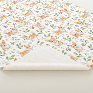 Schattigee Waterverf Corgi Dogs - Huisdieren Sherpa Deken