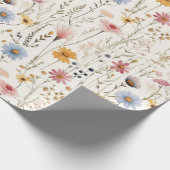 Schattigee Waterverf Delicate Bloemen Bladerpatroo Cadeaupapier (Hoek)