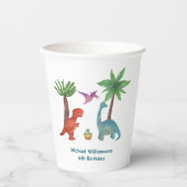 Schattigee waterverf Dinosaurus thema Verjaardag Papieren Bekers (Voorkant)