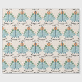 Schattigee Waterverf Dinosaurus Verjaardag Cadeaupapier (Vlak)