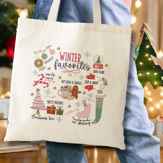 Schattigee Waterverf Doddle Gezellige Winter Favor Tote Bag
