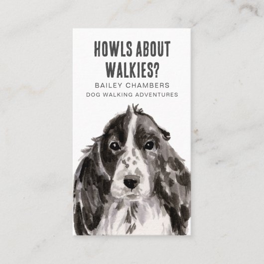 Schattigee Waterverf Dog Walker Visitekaartje (Voorkant)