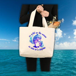 Schattigee Waterverf Dolfijnen Quote | Grote Tote Bag