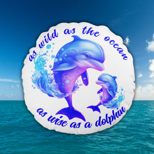 Schattigee Waterverf Dolfijnen Quote Rond Kussen