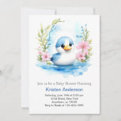 Schattigee Waterverf Eend Wildflower Boy Baby show Kaart (Voorkant)