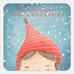 Schattigee Waterverf Elf kerstcadeau Vierkante Sticker