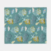 Schattigee Waterverf Fish Shells Koraal Fleece Dek (Voorkant (Horizontaal))