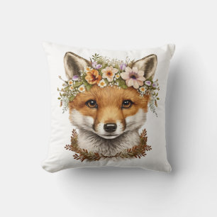 Schattigee Waterverf Floral Baby Fox Kussen