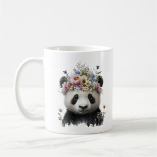 Schattigee Waterverf Floral Panda Koffiemok