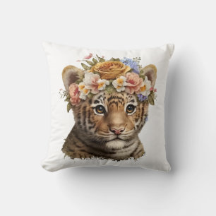 Schattigee Waterverf Floral Tiger Kussen