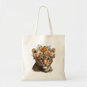 Schattigee Waterverf Floral Tiger Tote Bag
