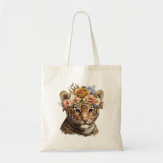 Schattigee Waterverf Floral Tiger Tote Bag (Voorkant)