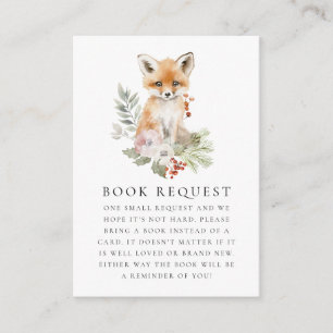 Schattigee Waterverf Fox Baby shower Boek Aanvraag Informatiekaartje
