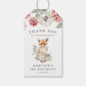 Schattigee Waterverf Fox Verjaardagsfeestje Cadeaulabel (Voorkant)