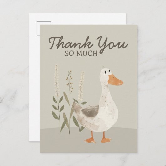 Schattigee Waterverf Gans Dank u Briefkaart (Voorkant / Achterkant)