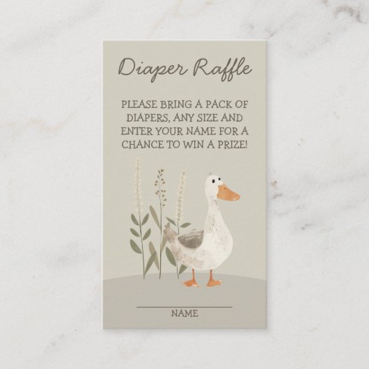 Schattigee Waterverf Ganzenluier Raffle Enclosure  Informatiekaartje (Voorkant)