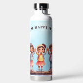 Schattigee Waterverf Gelukkige Kinder Zomer Waterfles (Links)